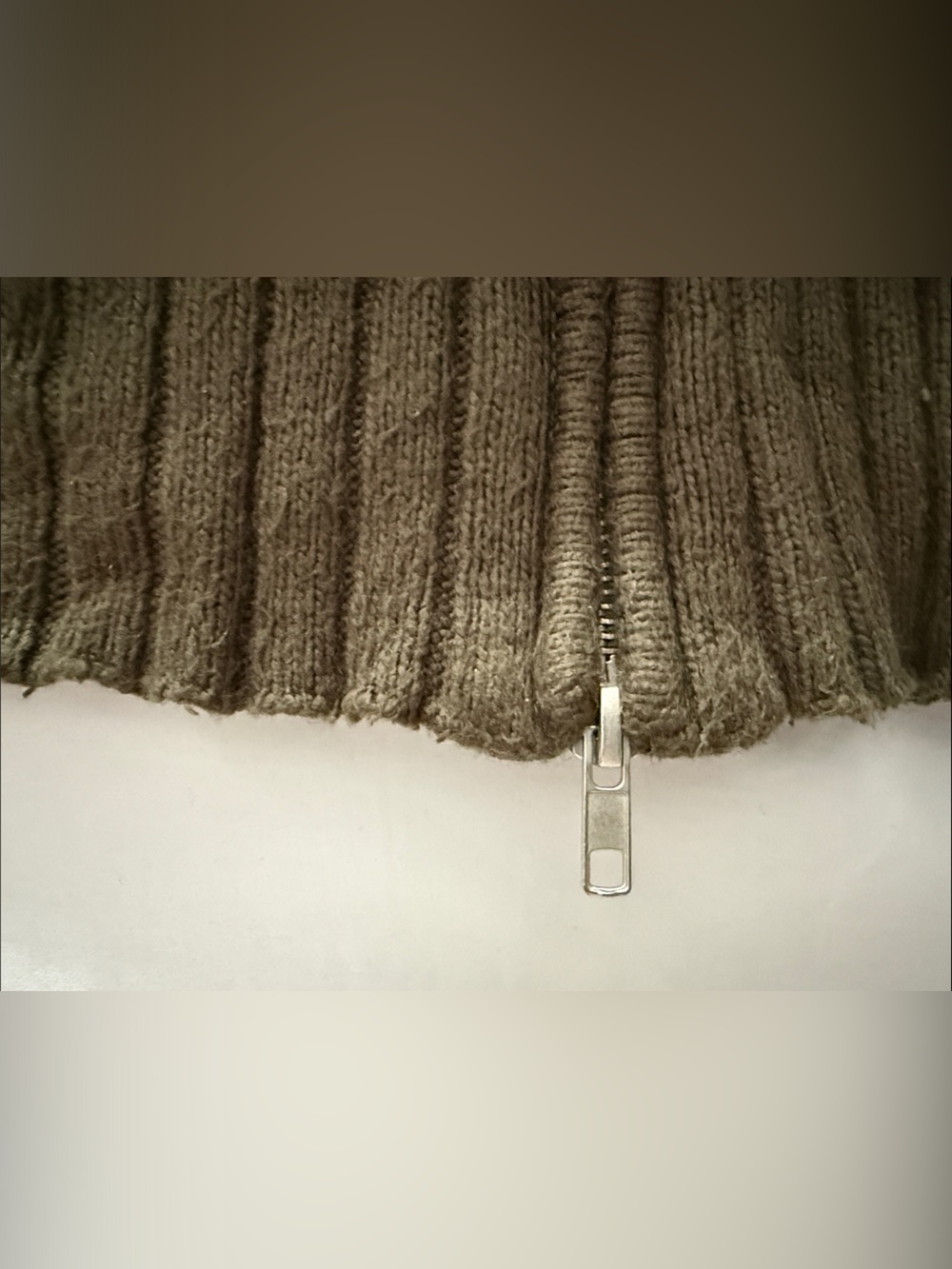 Garage Olive Ribbed Zip-Up Turtleneck Sweater - Picture 7 of 7